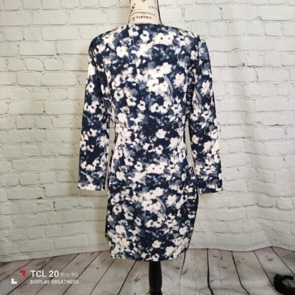 ZARA WOMAN Blue White Floral IKAT print Dress M NEW - Picture 5 of 10